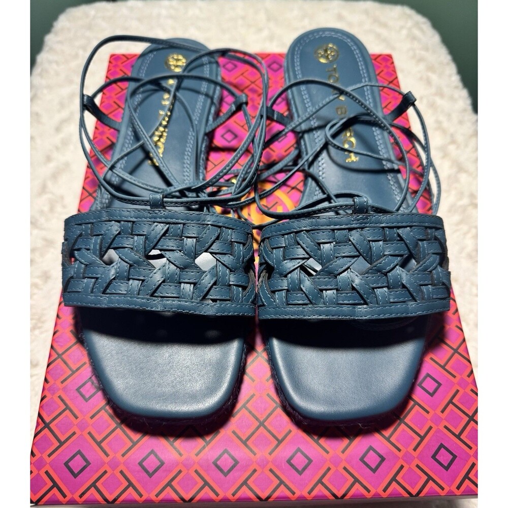 NIB Tory Burch Basket Weave Espadrille Sandals 8.5